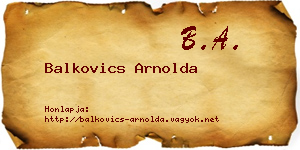 Balkovics Arnolda névjegykártya